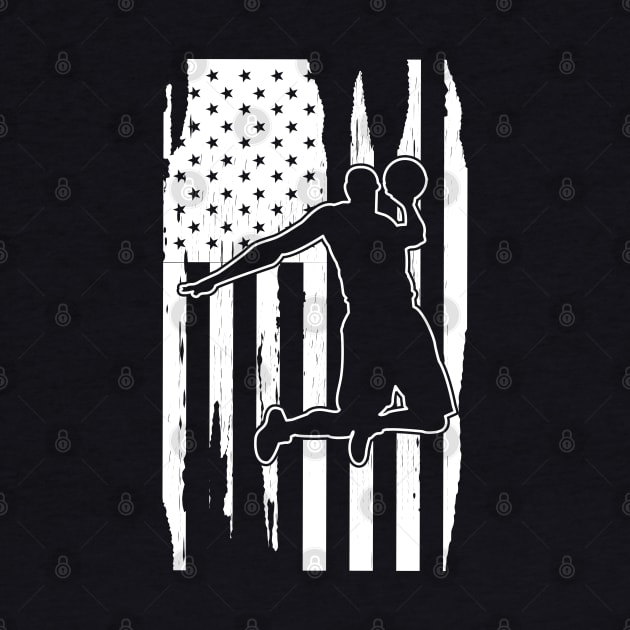 Basketball Player in American Flag by KC Happy Shop